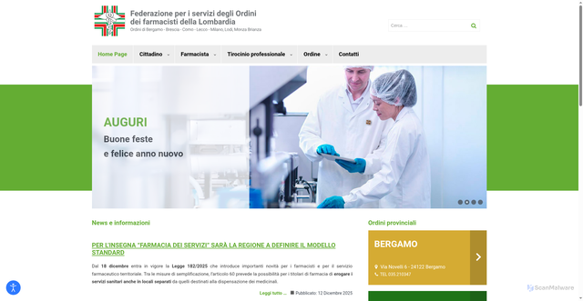 Security scan screenshot of https://www.ordinifarmacistilombardia.it/