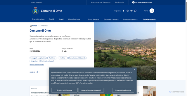 Security scan screenshot of https://www.comune.ome.bs.it/