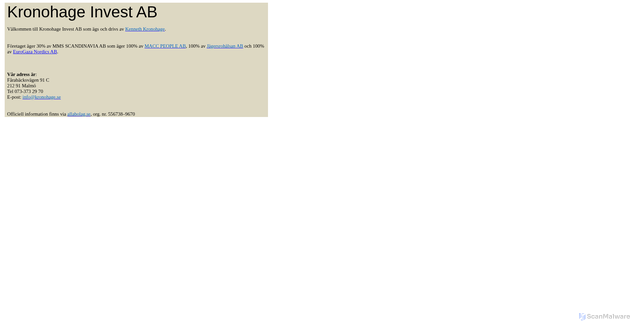Security scan screenshot of https://cronohage.se
