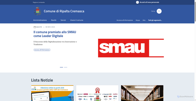 Security scan screenshot of https://comune.ripaltacremasca.cr.it/