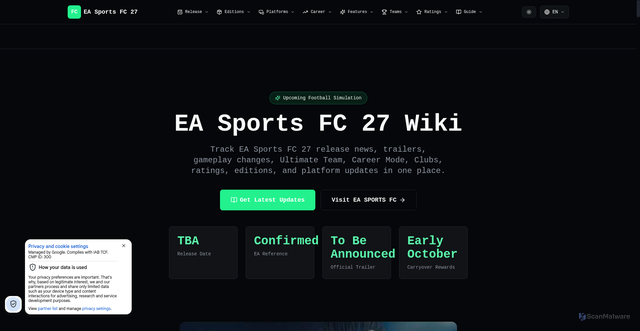 Security scan screenshot of https://www.easportsfc27.wiki/