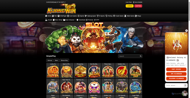 Security scan screenshot of https://stealthkijangwin.click/desktop/game/slot/simpleplay