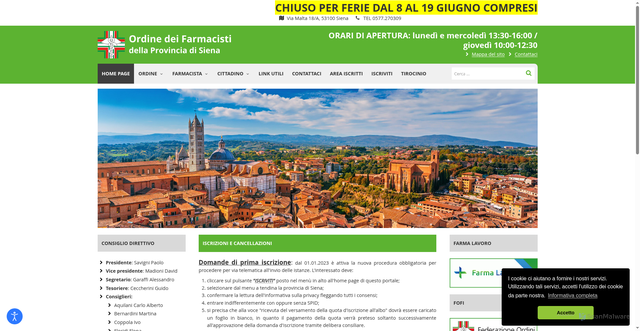 Security scan screenshot of https://www.ordinefarmacistisiena.it