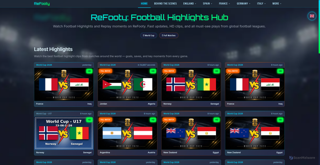 Security scan screenshot of https://refooty.com/