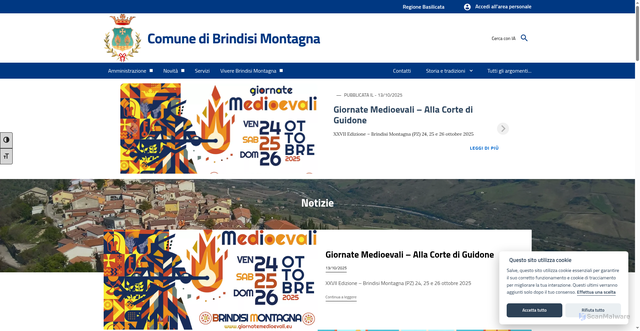 Security scan screenshot of https://www.comune.brindisimontagna.pz.it/