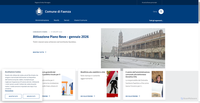 Security scan screenshot of https://www.comune.faenza.ra.it/