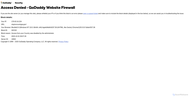 Security scan screenshot of https://claytoncountyga.gov/