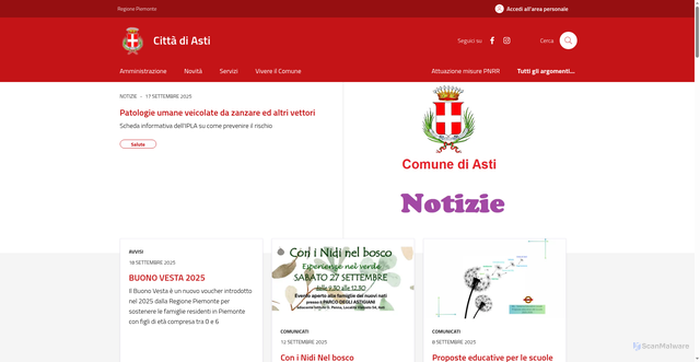 Security scan screenshot of https://www.comune.asti.it/