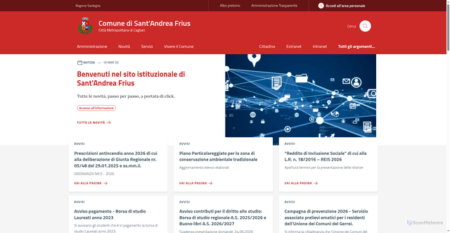 Security scan screenshot of https://www.comune.santandreafrius.ca.it/