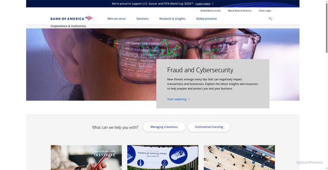 Security scan screenshot of https://business.bofa.com