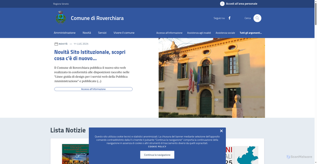 Security scan screenshot of https://comune.roverchiara.vr.it/