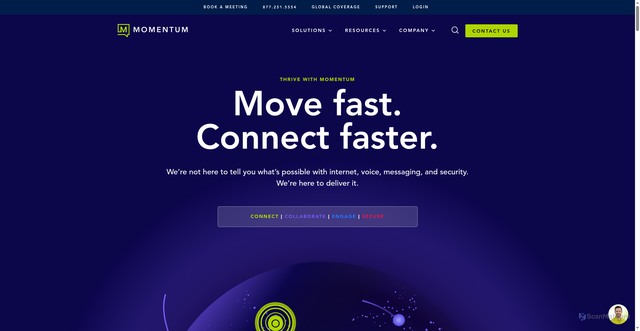 Security scan screenshot of https://momentumtelecom.com