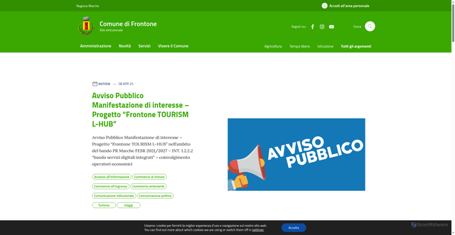 Security scan screenshot of https://www.comune.frontone.pu.it