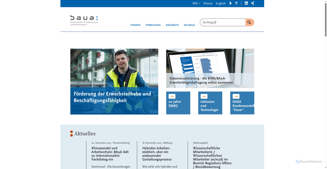 Security scan screenshot of http://www.baua.de/DE/Home