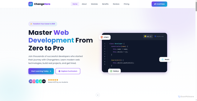 Security scan screenshot of http://changehero.cc/