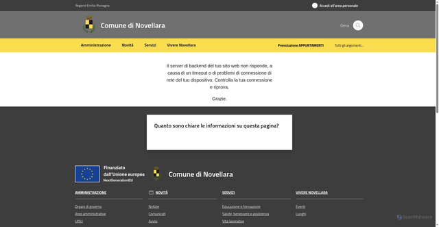 Security scan screenshot of https://www.comune.novellara.re.it