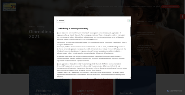Security scan screenshot of https://www.reginaelena.org/