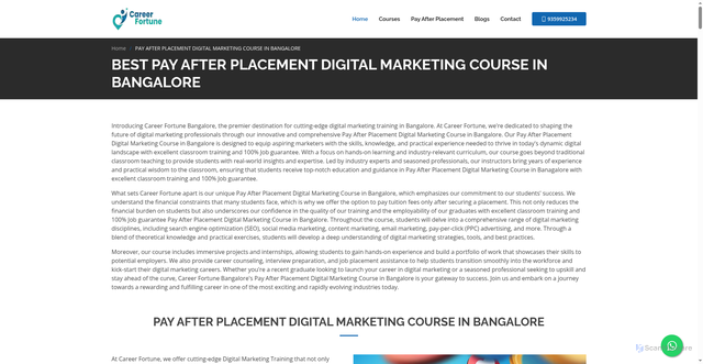 Security scan screenshot of https://careerfortune.pages.dev/pay-after-placement-digital-marketing-course-in-bangalore.html