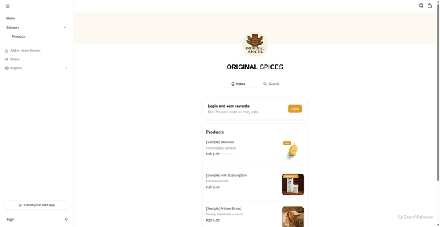 Security scan screenshot of https://originalspices.online/