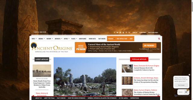 Security scan screenshot of https://ancient-origins.net