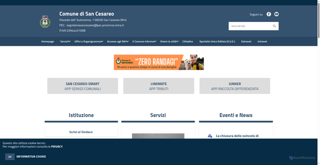 Security scan screenshot of https://www.comune.sancesareo.rm.it/hh/index.php