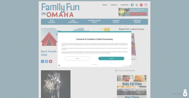 Security scan screenshot of https://familyfuninomaha.com/fourth-july-fireworks-displays-events-omaha/