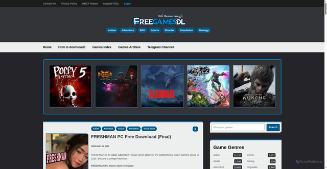 Security scan screenshot of https://freegamesdl.net