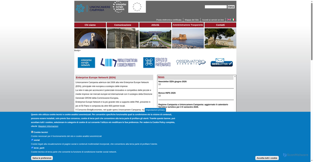 Security scan screenshot of https://www.unioncamere.campania.it
