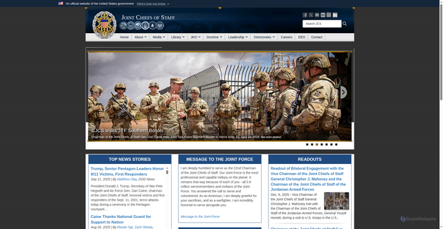 Security scan screenshot of https://www.jcs.mil/