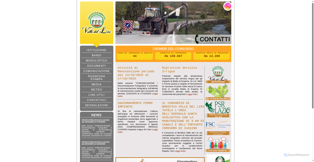 Security scan screenshot of https://www.consorziovalledelliri.it/