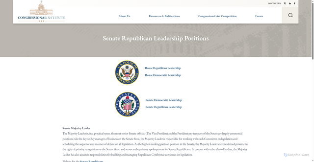 Security scan screenshot of https://www.congressionalinstitute.org/senate-republican-leadership-positions/