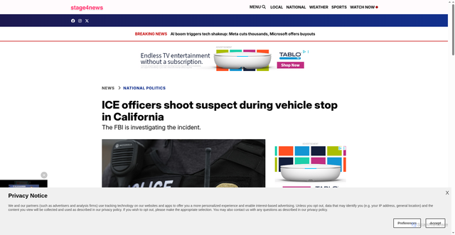 Security scan screenshot of https://www.stage4news.com/politics/immigration/authorities-probe-shooting-involving-ice-agents-in-california-suspect-injured