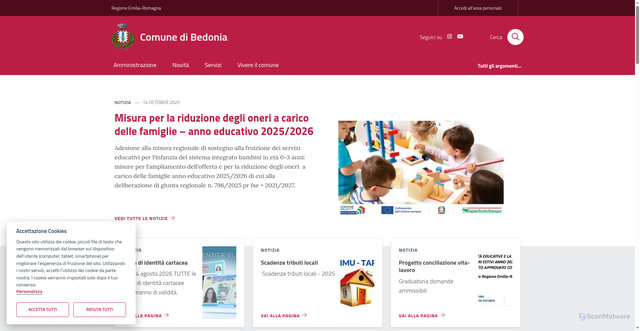 Security scan screenshot of https://www.comune.bedonia.pr.it/