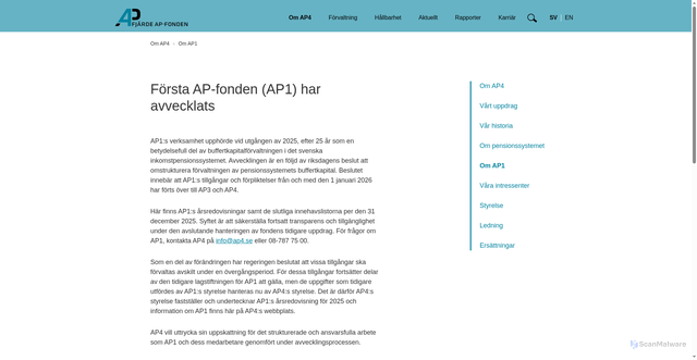 Security scan screenshot of https://www.ap4.se/om-ap4/om-ap1/