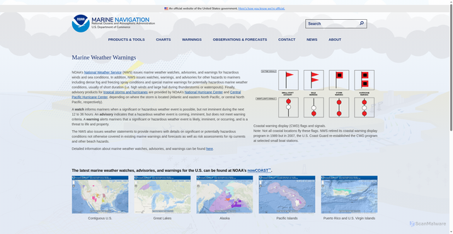 Security scan screenshot of https://marinenavigation.noaa.gov/weather-warnings.html