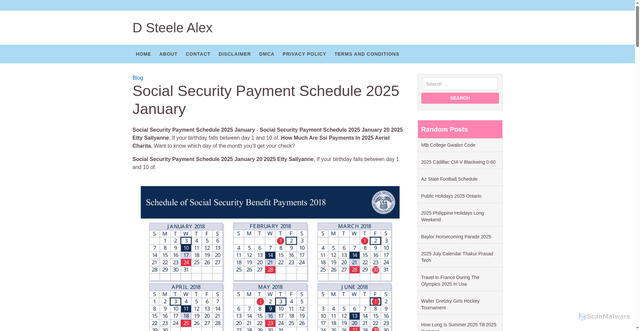 Security scan screenshot of https://dsteelealex.pages.dev/cpovg-social-security-payment-schedule-2025-january-cvrgl/
