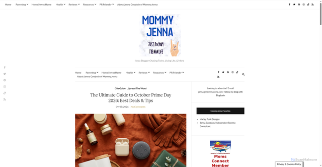 Security scan screenshot of https://mommyjenna.com/the-ultimate-guide-to-october-prime-day-2026-best-deals-tips/