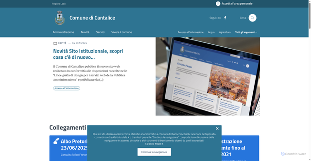 Security scan screenshot of https://www.comune.cantalice.ri.it/