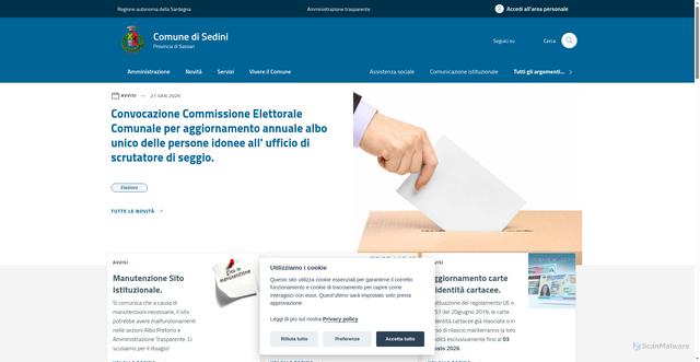 Security scan screenshot of https://www.comune.sedini.ss.it/