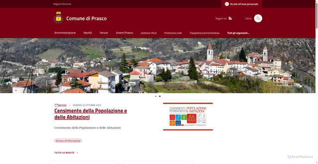 Security scan screenshot of https://www.comune.prasco.al.it/