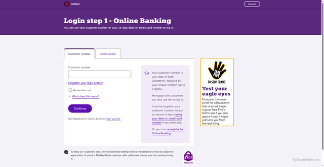 Security scan screenshot of https://www.onlinebanking.natwest.com