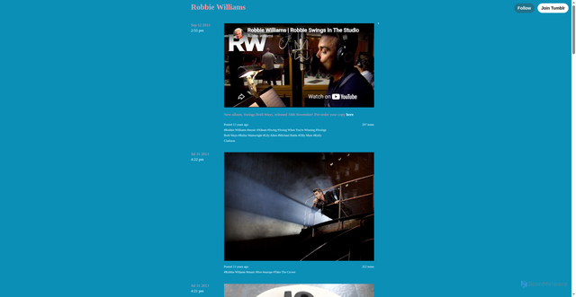 Security scan screenshot of https://mind.robbiewilliams.com/