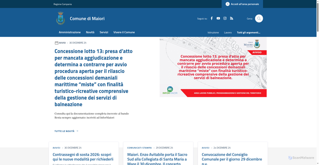 Security scan screenshot of https://www.comune.maiori.sa.it/