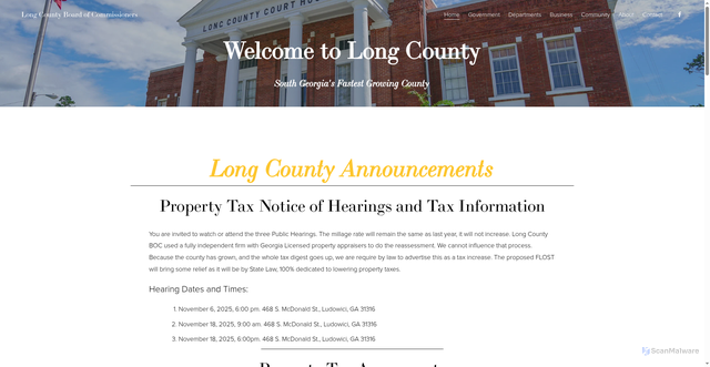 Security scan screenshot of https://www.longcountyga.gov/