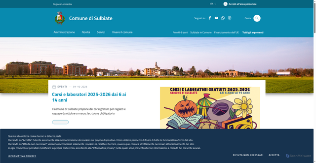 Security scan screenshot of https://www.comune.sulbiate.mb.it/