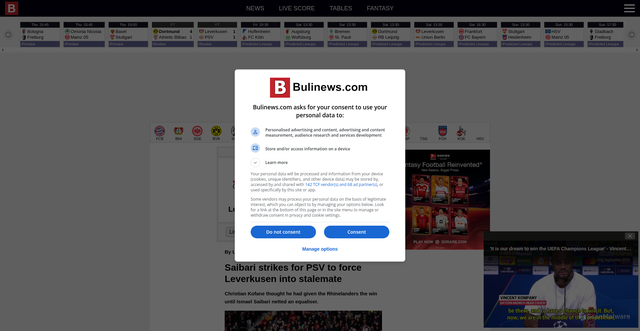 Security scan screenshot of https://bulinews.com/leverkusen-psv-eindhoven