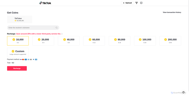 Security scan screenshot of https://tiktok-react.vercel.app/