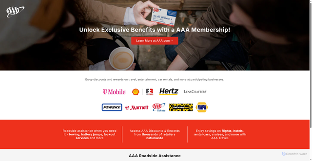 Security scan screenshot of https://aaamembershipoffers.com