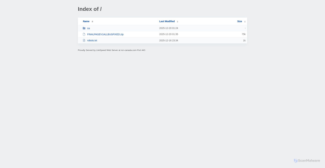 Security scan screenshot of http://ncr-canada.com/