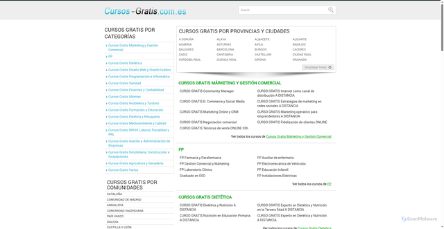 Security scan screenshot of https://cursos-gratis.com.es